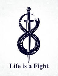 dagger kills a snake defeated serpent wraps vector image