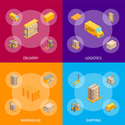 logistic delivery service banner set isometric vector image