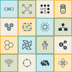 machine icons set collection of algorithm vector image