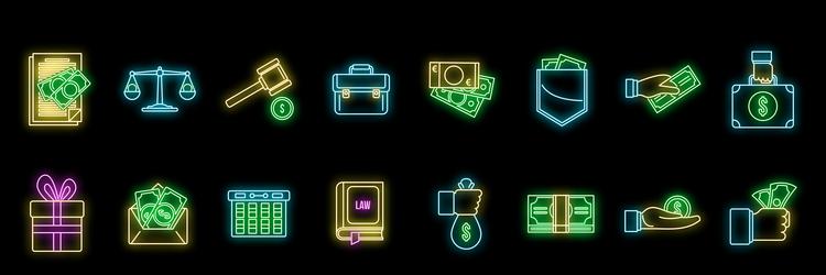 neon icon set showing ways of making and spending vector image
