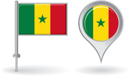 Senegalese pin icon and map pointer flag vector