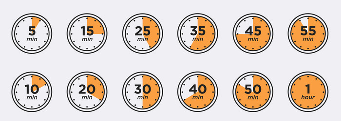 timer clock stopwatch isolated set icons label vector image