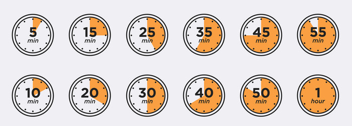 Timer clock stopwatch isolated set icons label vector