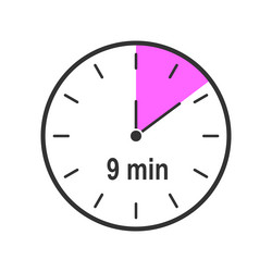 Timer icon with 9 minute time interval countdown vector