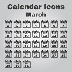 Calendar icon march symbol flat vector