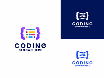 code colorful logo design coding vector image