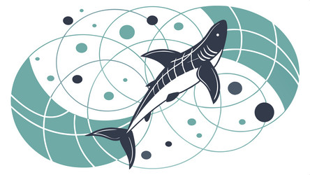 dynamic shark in abstract ocean pattern design vector image