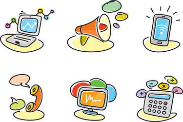 Electronic device icons in cartoon style vector