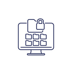 locked folder icon with computer line vector image