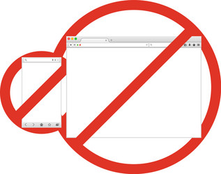 mobile and desktop browser windows in prohibition vector image