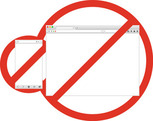 mobile and desktop browser windows in prohibition vector