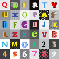 Set of letters in color squares vector