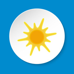 sun icon in flat style on round button vector image