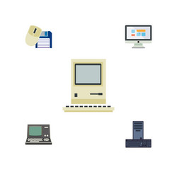 flat icon computer set of processor technology vector image