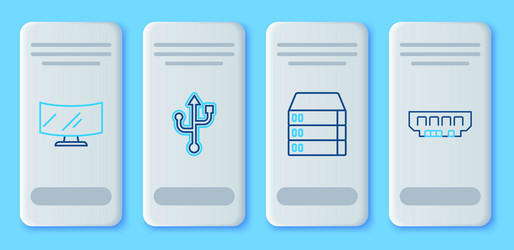 set line usb server data web hosting computer vector image