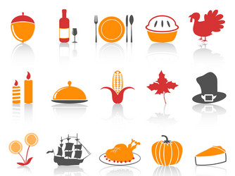 Thanksgiving Icons - Orange & Red Vector Image