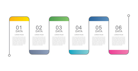 6 data infographics tab thin line index template vector