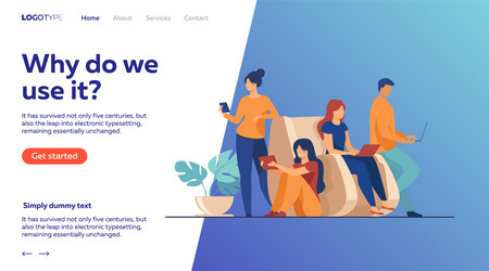 digital device users spending time together vector image