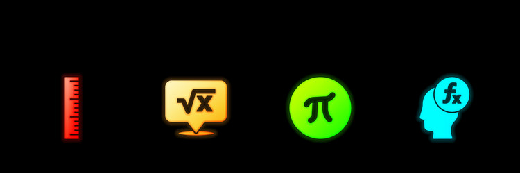 set ruler square root x glyph pi symbol vector image