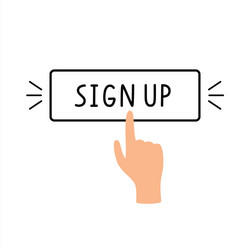 Sign Up Button with Hand Index Finger vector image