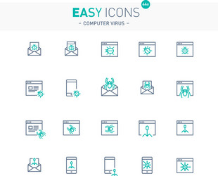 Computer Security Icons - Thin Line vector image