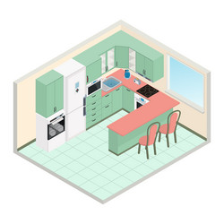 Isometric kitchen interior Royalty Free Vector Image