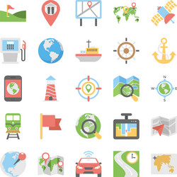 maps and navigation flat icons set 2 vector image