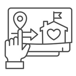 monitor and hand pointer thin line icon smart vector image