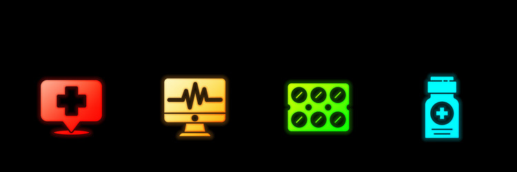 set map pointer with cross hospital monitor vector image