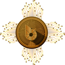 cryptocurrency biteshares coin with circuit lines vector image