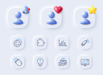 puzzle inspect and cloud storage line icons vector