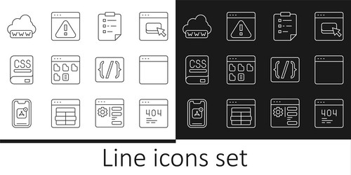 set line page with a 404 error browser window vector image