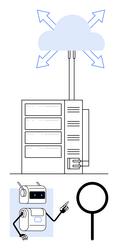 ai-enhanced cloud computing server rack connected vector image