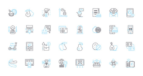 cash transactions linear icons set payment vector