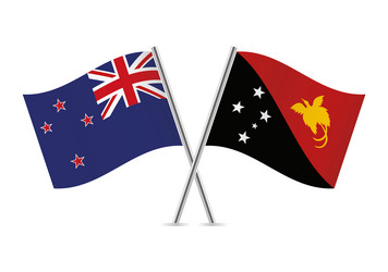 New zealand and papua guinea flags vector