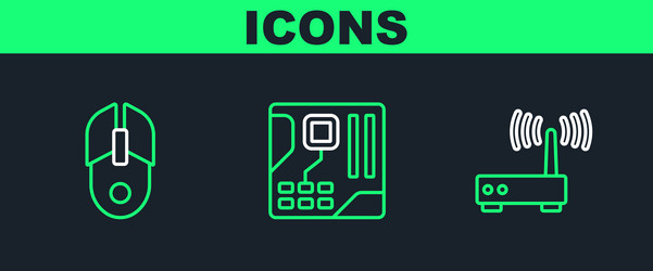set line router and wi-fi signal computer mouse vector image
