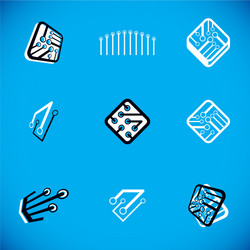 set of microprocessor scheme abstract logotypes vector image