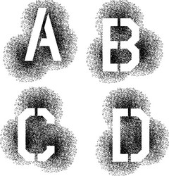 Stencil angular spray font letters a b c d vector