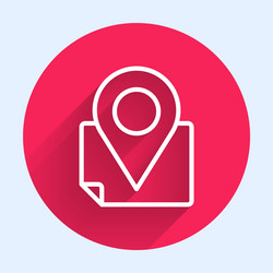 white line folded map with location marker icon vector image