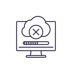 Delete data in cloud line icon vector