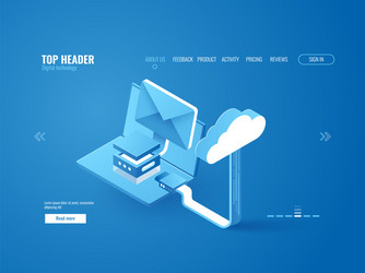 cloud storage connection data upload and download vector image