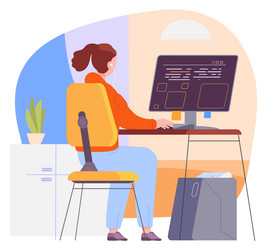 female programmer working on computer freelancer vector image