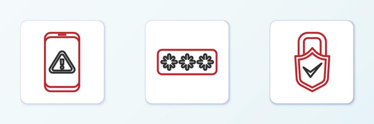 set line lock and check mark mobile vector image