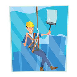 windows cleaning worker professional vector