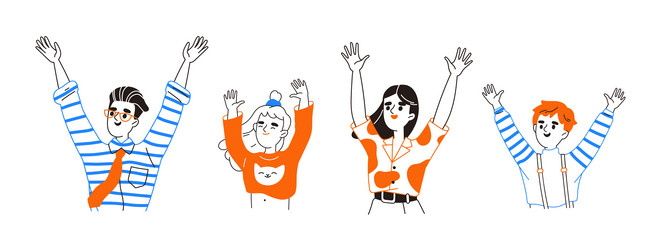 People raising hands vector