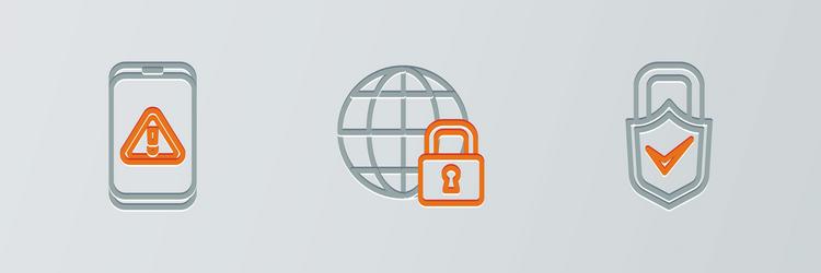 set line lock and check mark mobile vector image
