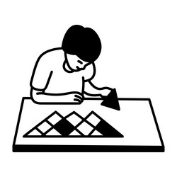 a character solving puzzle game hand drawn icon vector image