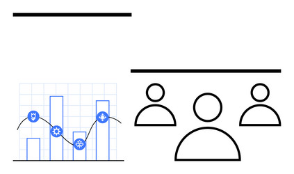 bar graph with line chart and team icons vector image