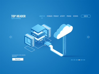 data processing server room connection with cloud vector image