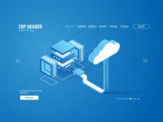 data processing server room connection with cloud vector